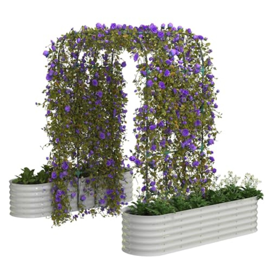 Raised Garden Bed - Canteiro elevado galvanizado com treliça vertical
