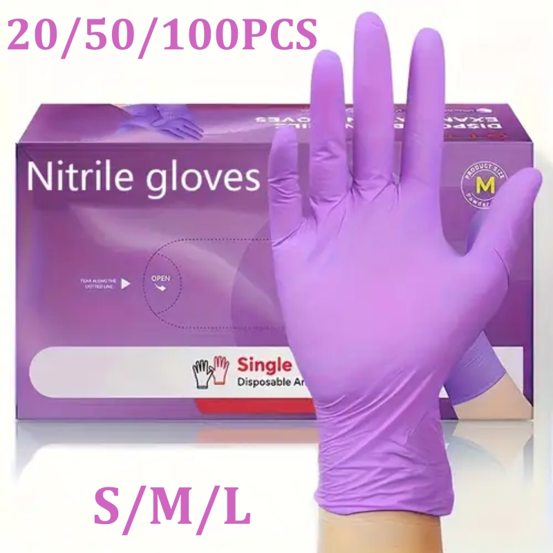 Garden Gloves - 50/100 pçs luvas de nitrilo violeta