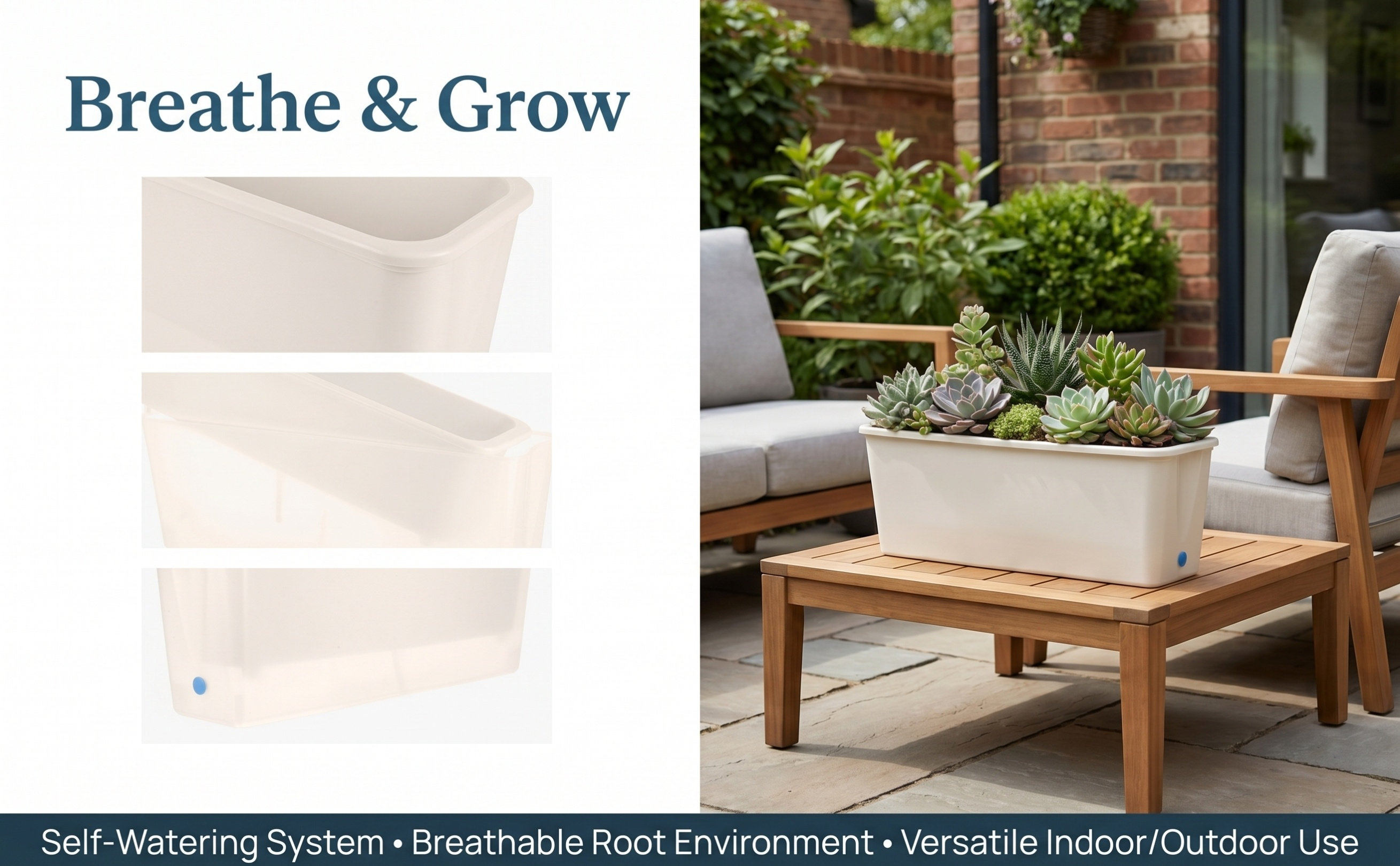 Vaso retangular estreito com s - Self Watering Planter avaliação e preço
